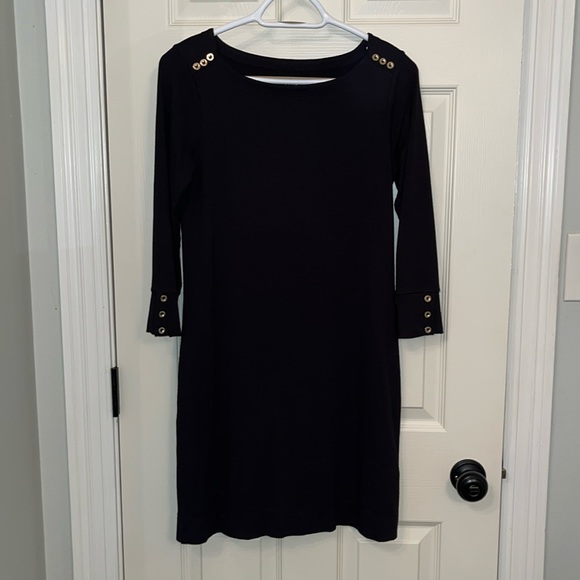 Lilly Pulitzer Black‎ 3/4 Sleeves Sophie Dress Sz Small UPF 50+ Sun Protection - Picture 1 of 13